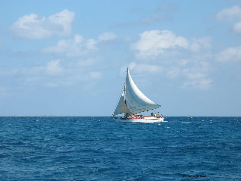 Haitian Trading Sloop under sail, Bahamas, Haitian Sloop, Commercial Sail, Sailboat, HD wallpaper
