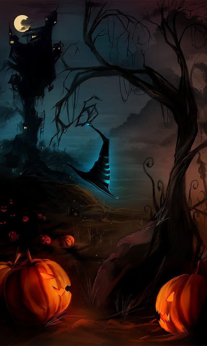 Halloween, dark, ghost, night, pumpkin, HD phone wallpaper | Peakpx