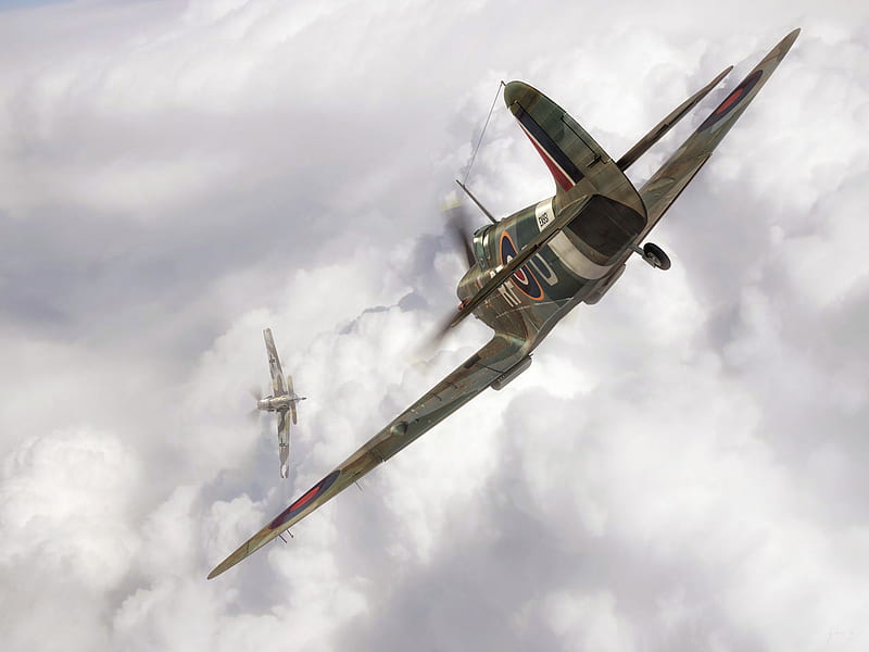 Spitfire Mk-IIA vs. BF-109, dover, mk-iia, spitfire, bf-109, HD wallpaper