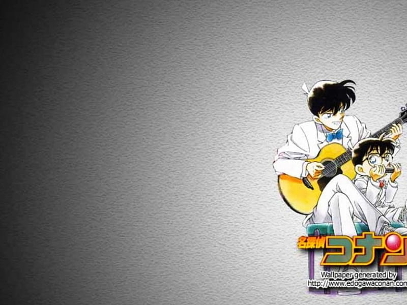 Shinichi and Conan, Cute, Shinichi Kudo, Duo, Detective Conan, Acoustic Guitar, Conan Edogawa, Harmonica, HD wallpaper