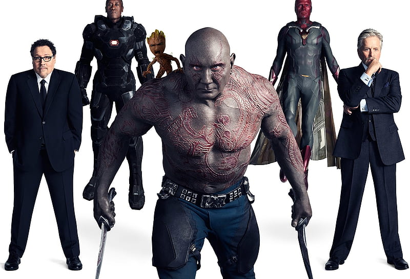 Avengers Infinity War Drax Baby Groot Vision War Machine, avengers-infinity-war, drax-the-destroyer, baby-groot, vision, war-machine, 2018-movies, movies, HD wallpaper