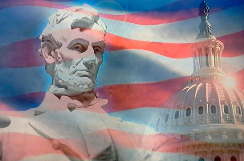 Star Spangled Banner Lincoln, US Congress, Red Blue and White, Abe Lincoln, HD wallpaper