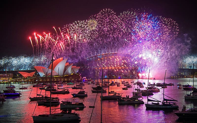 2023 New Year Fireworks Sydney Harbour Bridge Australia, HD wallpaper