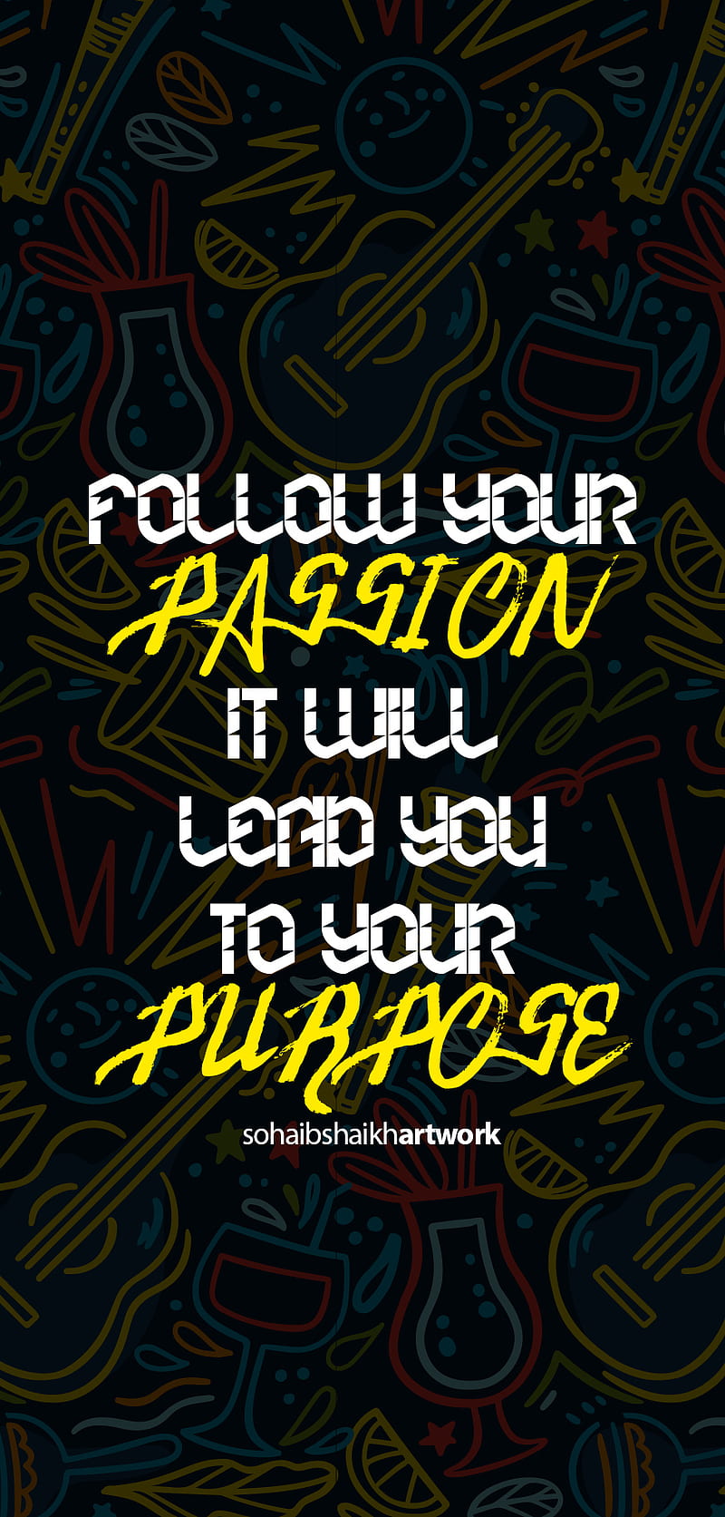 Follow Your Passion, 2020, art, designer, graphic, graphic designer, quote, typo, typography, words, HD phone wallpaper