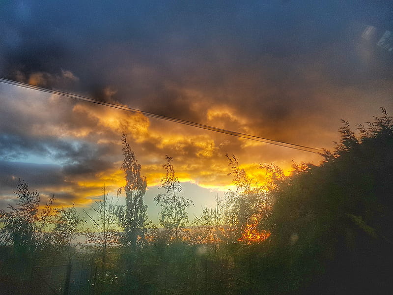 Sunset clouds, evening, nature, outdoors, sun, yorkshire, HD wallpaper