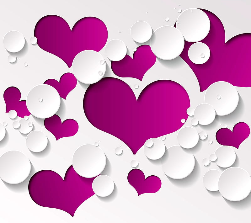 Purple White, abstract vector, drops, corazones, love, HD wallpaper