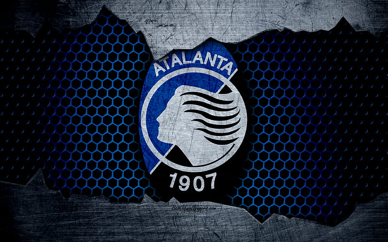 Atalanta art, Serie A, soccer, logo, football club, Atalanta BC, metal texture, HD wallpaper