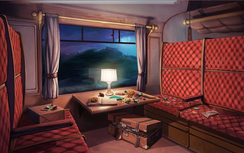 Compartment, lamp, train, interior, dusk, light, HD wallpaper