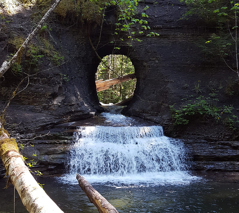 Hole in the Wall, beauty, island, nature, podcouple, river, vancouver, waterfall, HD wallpaper