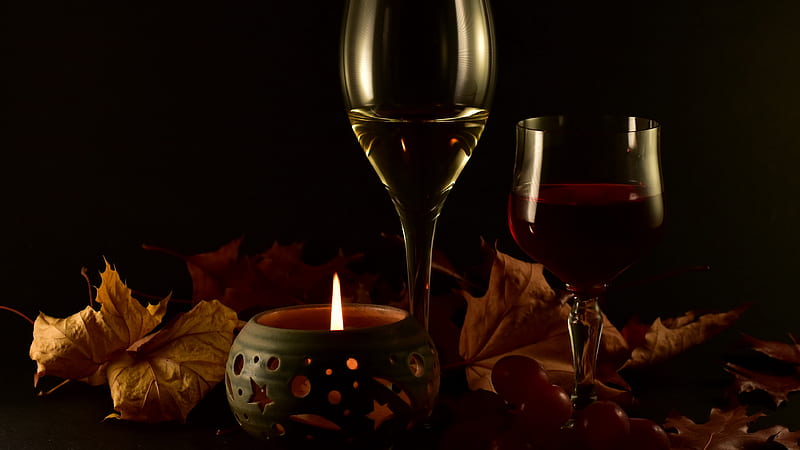 Food, Wine, Candle, Glass, HD wallpaper