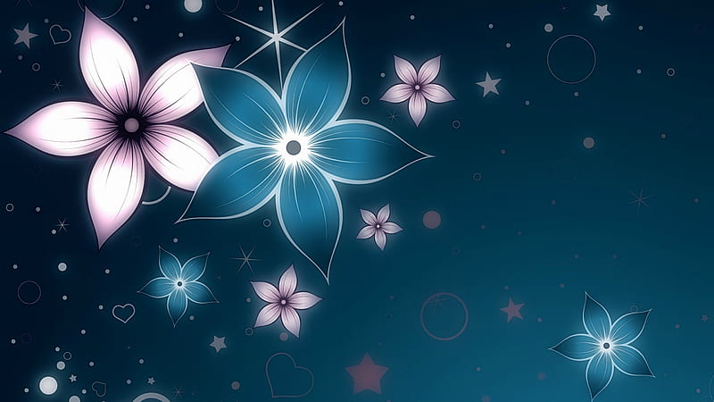 Floral Design, stars, dots, circles, flowers, corazones, HD wallpaper