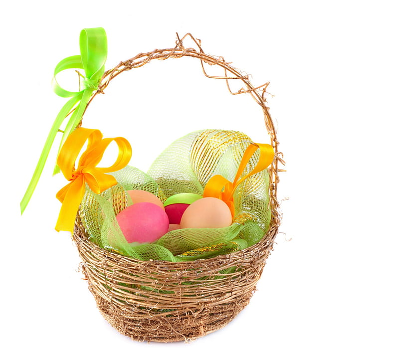 Easter Time , Easter, pretty, holidays, decoration, basket, eggs, spring, HD wallpaper