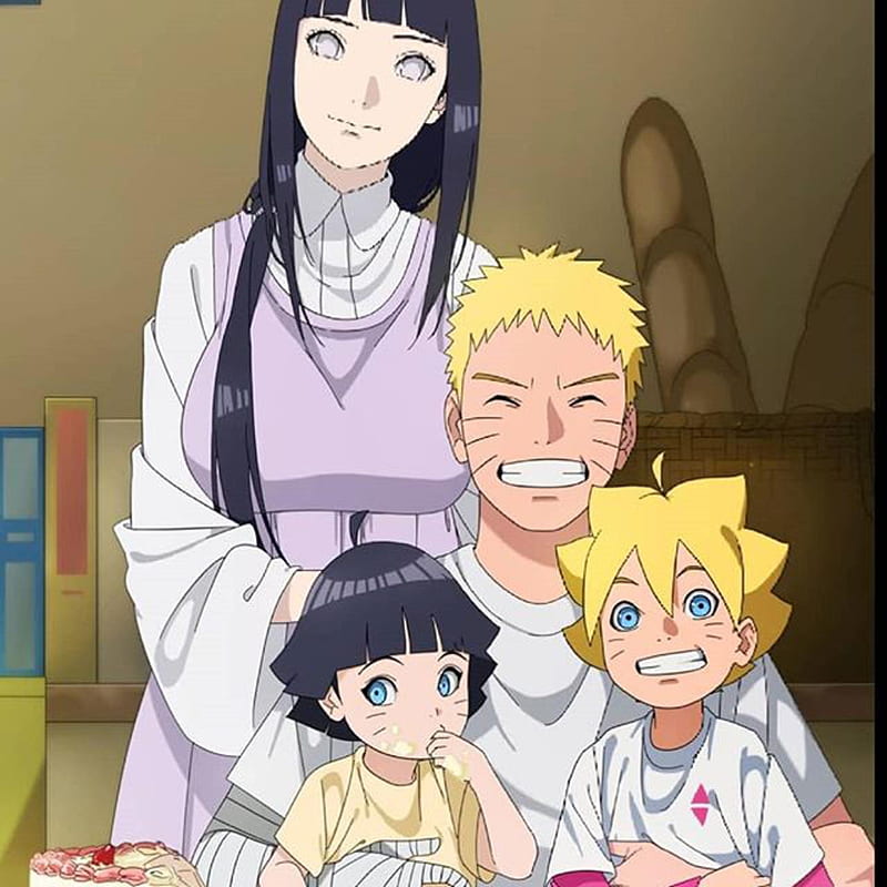Naruto Family, boruto, gang, himawari, hinata, love, naruto and hinata family princess, HD phone wallpaper