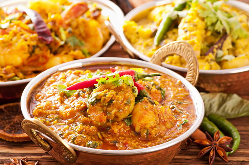 Prawn Curry, rice, food, curry, prawn, HD wallpaper