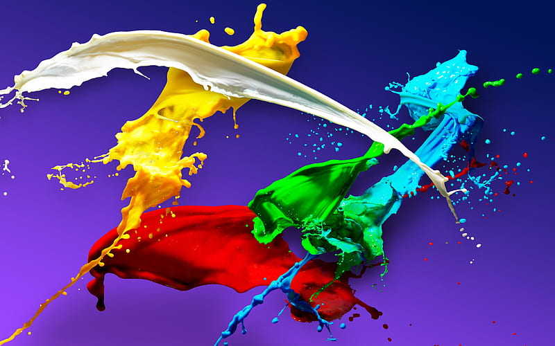 splashes of paint, splashes, colorful splashes, creative art, HD wallpaper