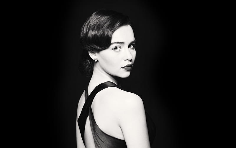 Emilia Clarke Monochrome , emilia-clarke, celebrities, girls, monochrome, black-and-white, HD wallpaper