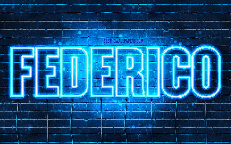 Federico with names, Federico name, blue neon lights, Happy Birtay Federico, popular italian male names, with Federico name, HD wallpaper