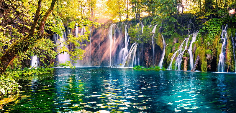 Plitvice lakes, fall, rocks, water, autumn, lakes, bonito, Plitvice, Slovenia, waterfall, HD wallpaper
