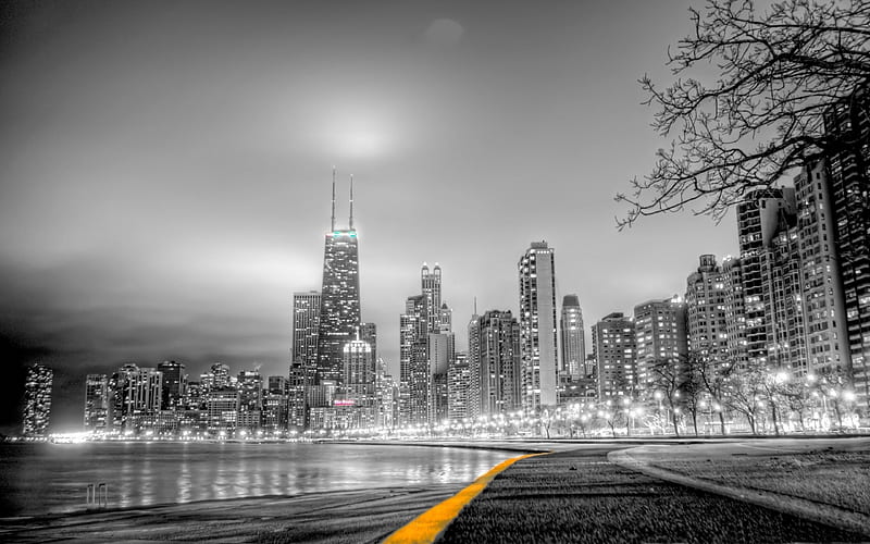 Paisaje de ciudad-ciudad en blanco y negro, Fondo de pantalla HD | Peakpx
