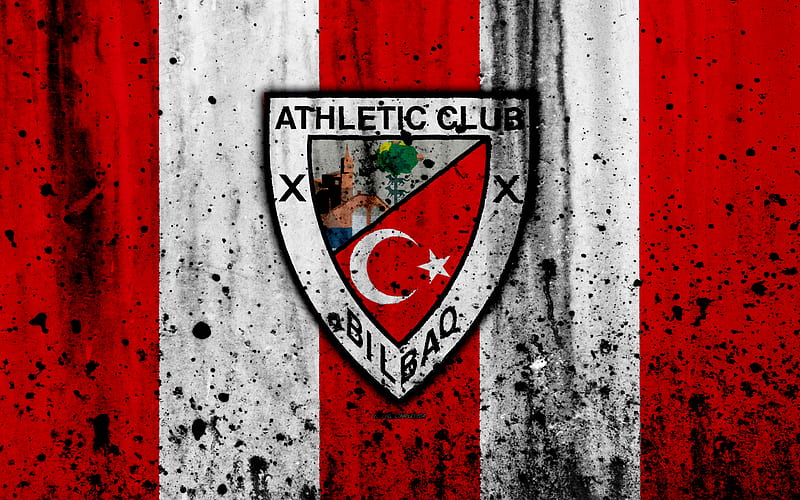 Athletic Bilbao grunge, La Liga, stone texture, soccer, football club, LaLiga, Athletic Bilbao FC, HD wallpaper