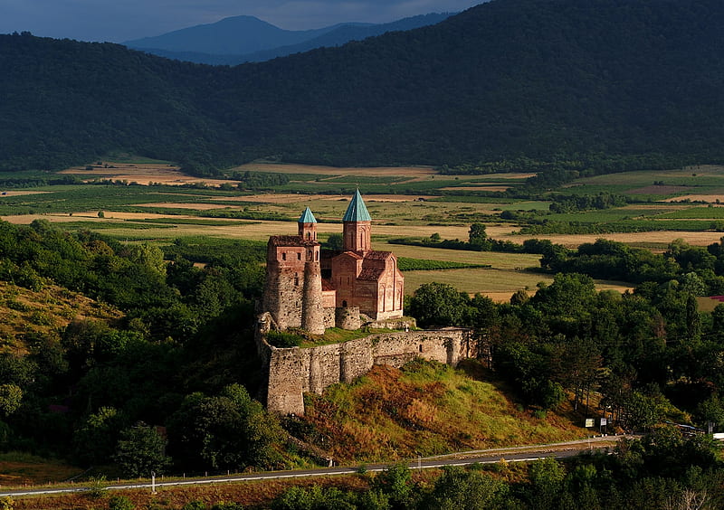 Gremi church and castle, Kakheti, Vineyards, Eastern Europe, Gremi church, Georgia, Gremi castle, HD wallpaper
