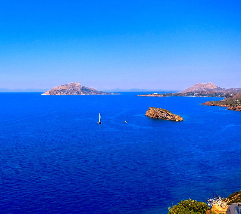 Sounio sea, blue, greece, holiday, landscape, nature, poseidon, summer, temple, vacation, HD wallpaper