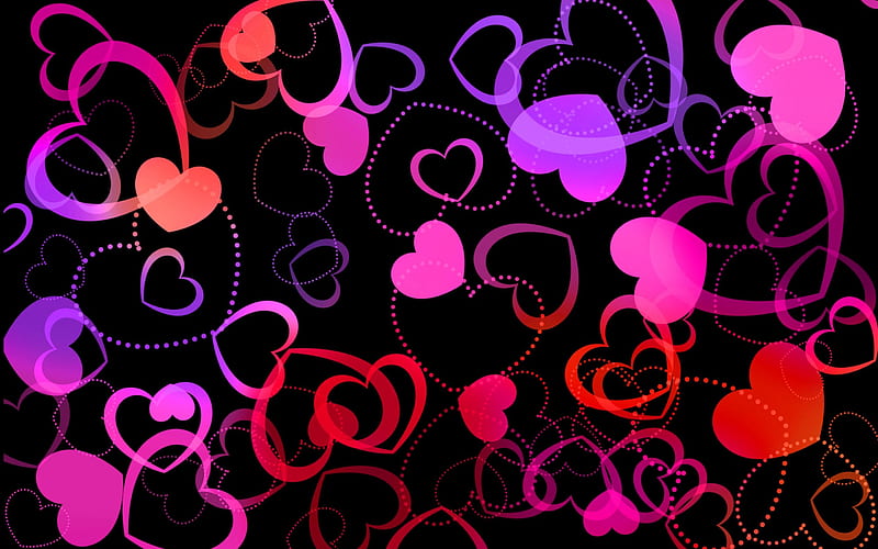 Valentine Hearts, red, colorful, orange, black, corazones, Valentines ...