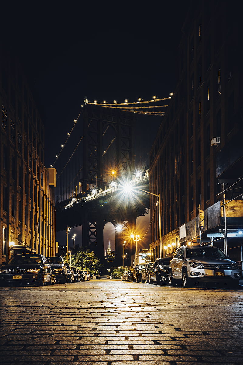 night city, street, bridge, carros, parking, HD phone wallpaper