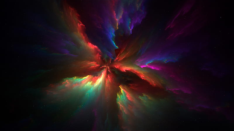 colorful nebula, rainbow colors, galaxy, universe, digital art, Space, HD wallpaper