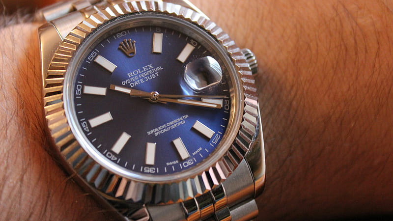 Rolex Oyster Perpetual Date Just Blue Dial Watch Rolex, HD wallpaper