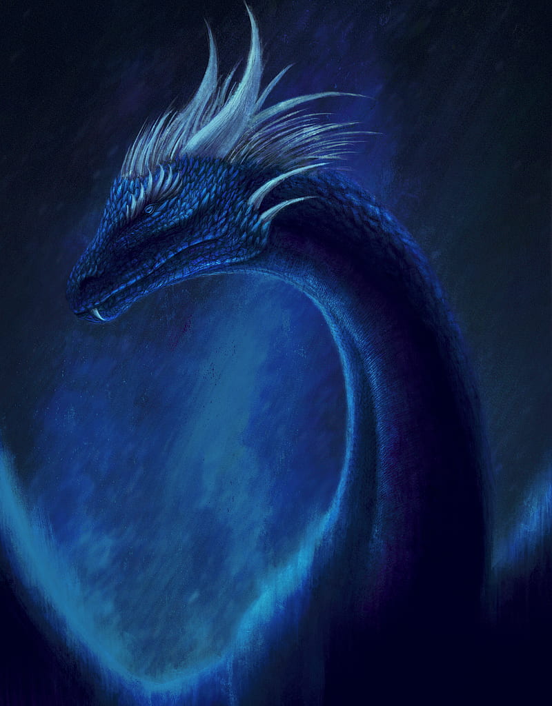 dragon, fantasy, creature, blue, art, HD phone wallpaper