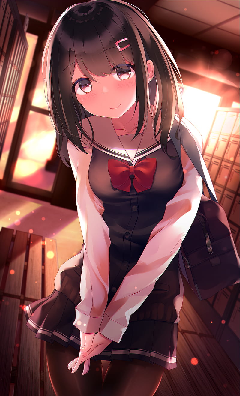 Girl, schoolgirl, smile, twilight, anime, art, HD phone wallpaper | Peakpx Girl, schoolgirl, smile, twilight, anime, art, HD phone wallpaper | Peakpx