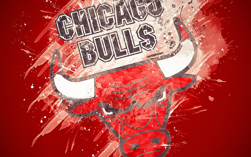 Chicago Bulls grunge art, logo, american basketball club, red grunge background, paint splashes, NBA, emblem, Chicago, Illinois, USA, basketball, Eastern Conference, National Basketball Association, HD wallpaper