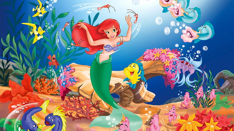 Little Mermaid Cartoon, HD wallpaper