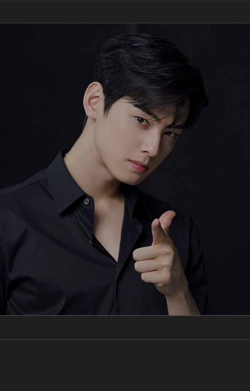 Download Cha Eun Woo Selca Black Suit Wallpaper