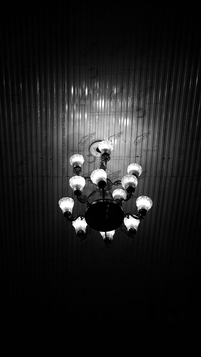 Chandelier, 2018, black, bulb, bulbs, white, HD phone wallpaper