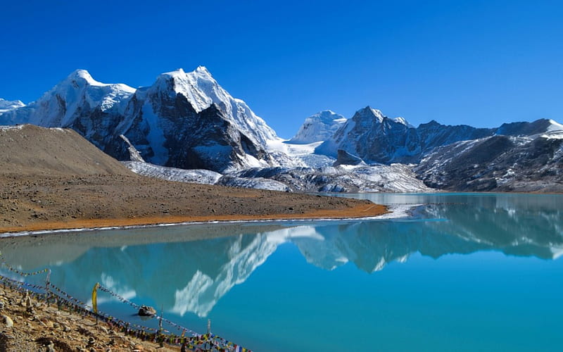 Turquoise lake, Sky, Mountain, Lake, Snow, Nature, Winter, HD wallpaper ...