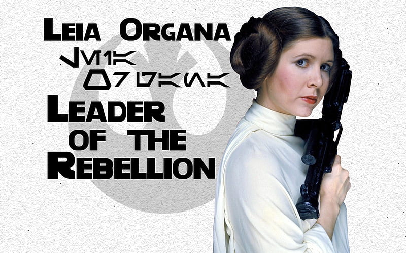 Profile: Leia Organa, star wars, organa, starvader, blaster, font, gun, awesome, skywalker, senator, aurabesh, leia, HD wallpaper