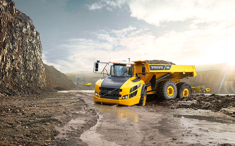Volvo A45G, mining dump truck, 2018 truck, quarry, A45G, mining equipment, tipper, Volvo, HD wallpaper