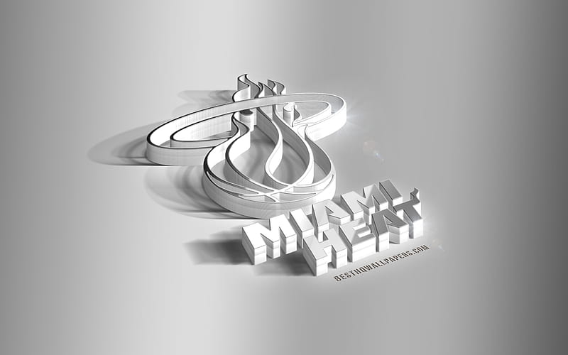 Miami Heat, 3D steel logo, American Basketball Club, 3D emblem, NBA, Miami, Florida, USA, Miami Heat metal emblem, National Basketball Association, creative 3d art, basketball, HD wallpaper