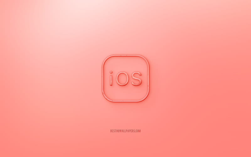 IOS 3D logo, red background, IOS jelly logo, IOS emblem, creative 3D art, IOS, iPhone , Apple, HD wallpaper