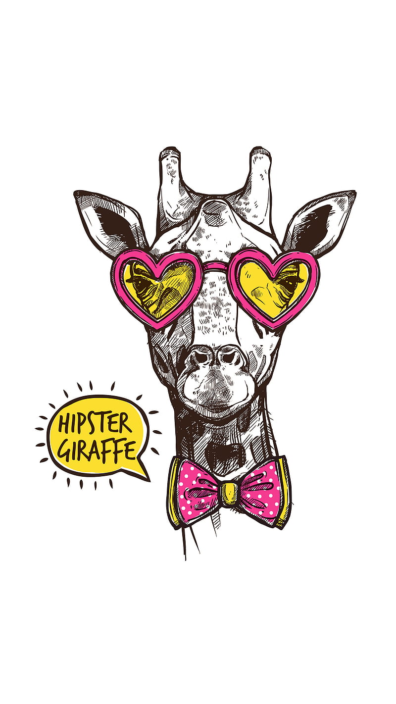 Hipster Giraffe, Kiss, animal, bow tie, brown, cool, cute, funny, heart,  corazones, HD phone wallpaper | Peakpx