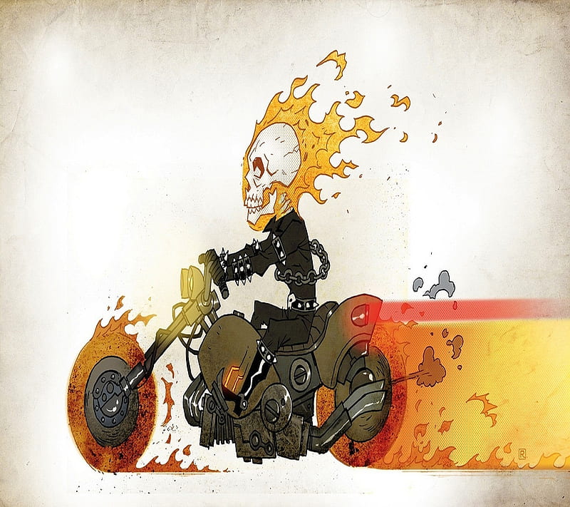 Ghost Rider, animated, bike, cool, fire, movie, HD wallpaper | Peakpx