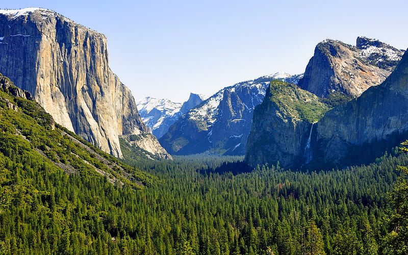 Yosemite Valley mountains, forest, summer, Yosemite National Park, Sierra Nevada, USA, America, HD wallpaper