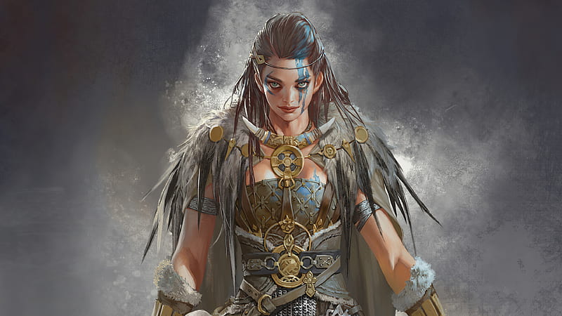 Fantasy, Women Warrior, Brown Hair, Girl, Woman Warrior, HD wallpaper