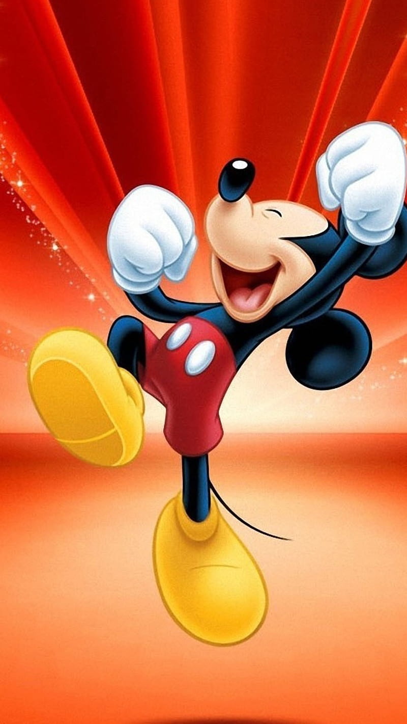 Joyful Micky Mouse , micky mouse, animated, cartoon, happy, HD phone wallpaper