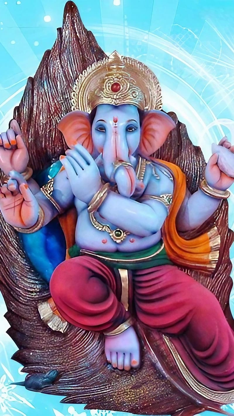 Ganpati Bappa Best, Blue Statue, lord ganesha, god, HD phone wallpaper