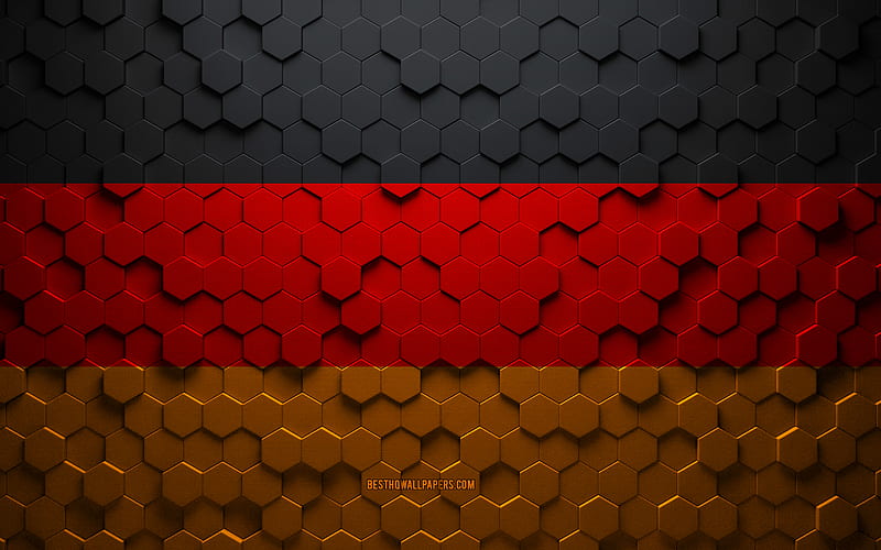 Flag of Germany, honeycomb art, Germany hexagons flag, Germany, 3d hexagons art, Germany flag, HD wallpaper