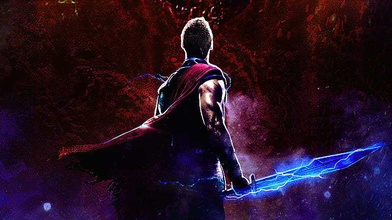 Thor Sword, thor, superheroes, artwork, digital-art, HD wallpaper