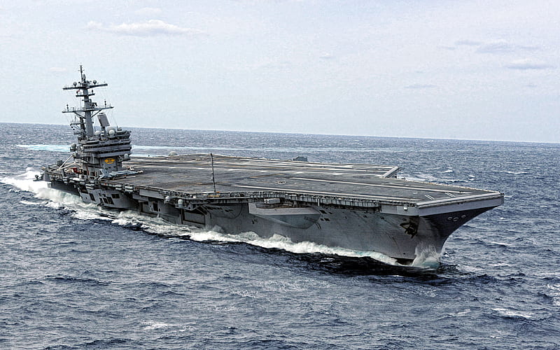 USS George H W Bush, CVN-77, american aircraft carrier, US Navy, Nimitz class, nuclear carrier, seascape, HD wallpaper